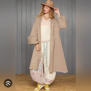 NEW!!! POL Bohemian Beige Duster Coat, Sz Small Can Easily Fit Lrg